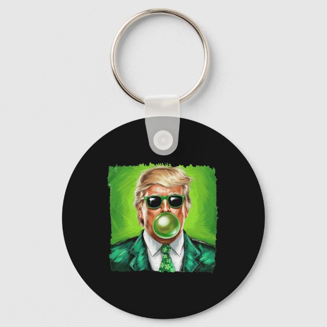 Porte-clés Trump Blowing Bubble Gum St. Patrick's Day Green S (Recto)