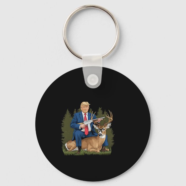 Porte-clés Trump Chasse Deer Funny Bière Boire Bière (Recto)