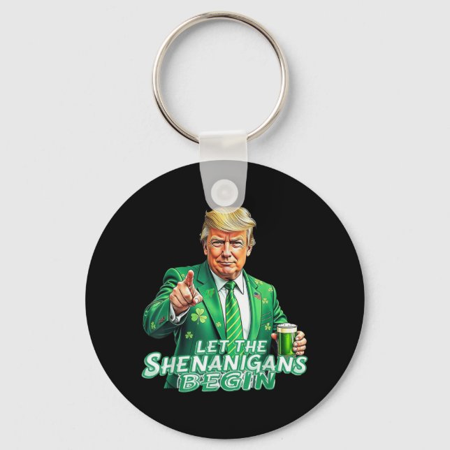 Porte-clés Trump Drôle Que Les Shenanigans Commencent À St pa (Recto)