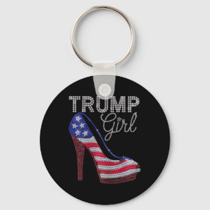 Porte-clés Trump Girl Stilettos High Heel American Flag Bling