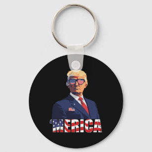 Porte-clés Trump Happy 4 juillet Trump American Flag 1
