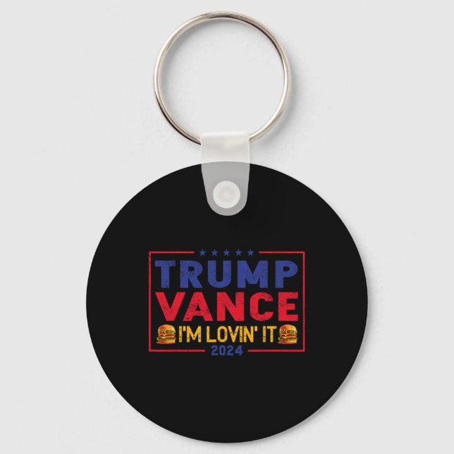 Porte-clés Trump Vance J'adore ce Hamburger 2025  (Recto)