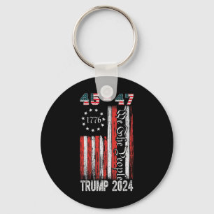 Porte-clés Trump vintage 2024 45-47 Us Drapeau Nous Le Peuple
