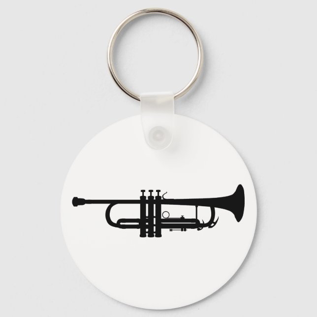 Porte-clés Trumpet Silhouette, instrument de musique en laito (Recto)