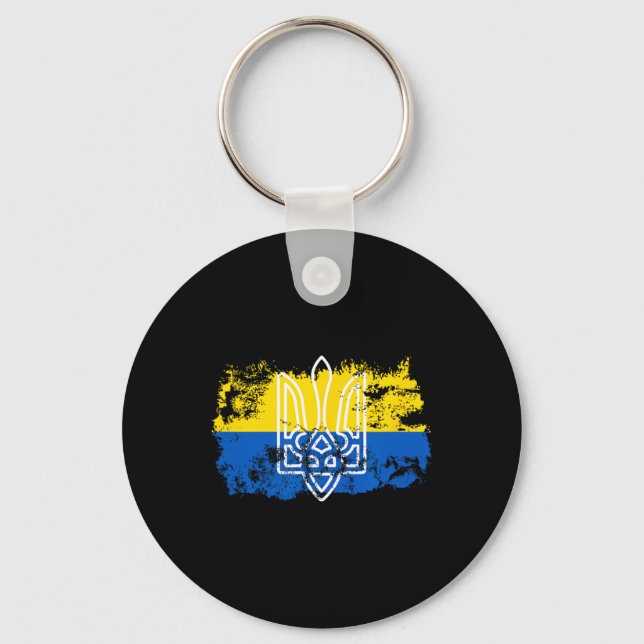 Porte-clés Tryzub Stand Uni avec l'Ukraine Trident Ukrainien (Recto)