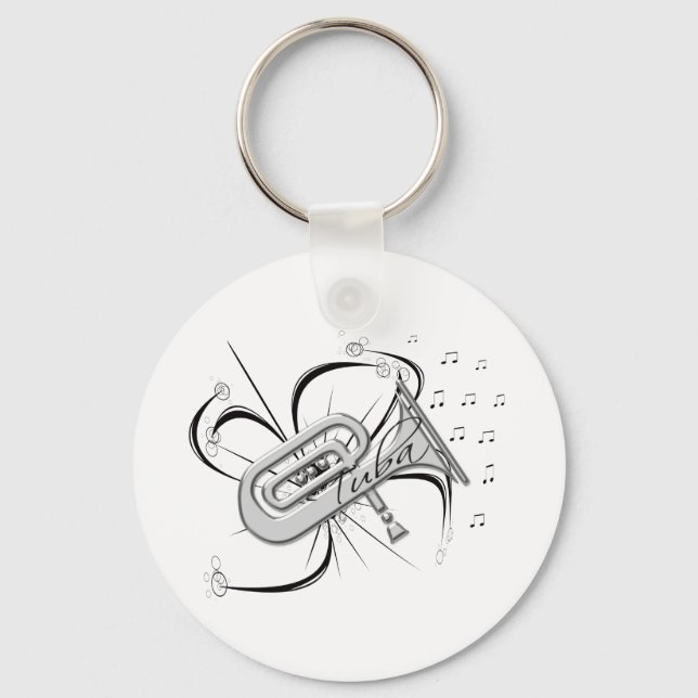 Porte-clés Tuba Silver et notes (Recto)