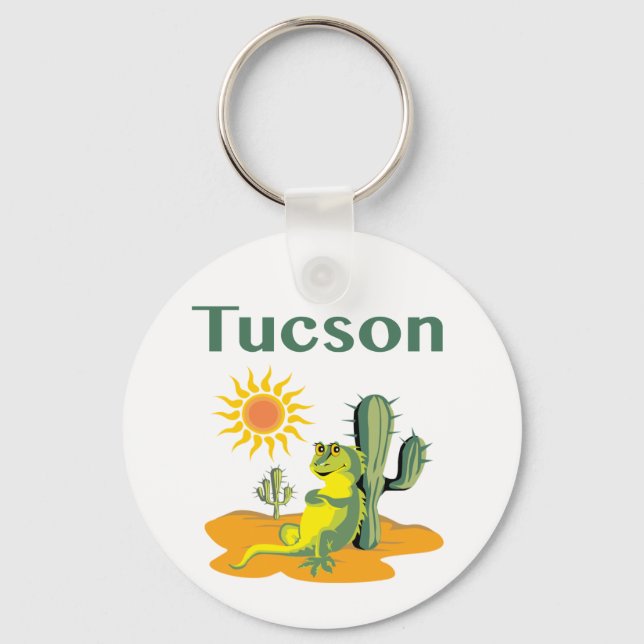 Porte-clés Tucson Arizona Lizard et Saguaro (Recto)