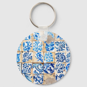 Porte-clés tuile du Portugal de décoration bleue de Lisbonne