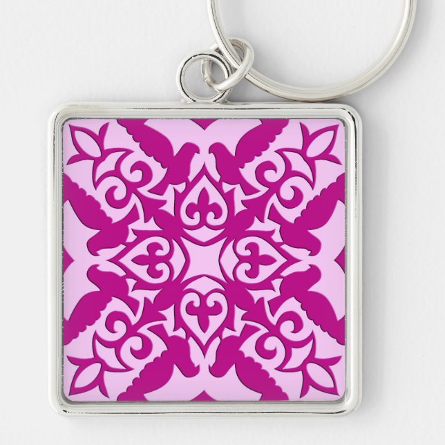 Porte-clés Tuile marocaine - magenta et rose (Devant)