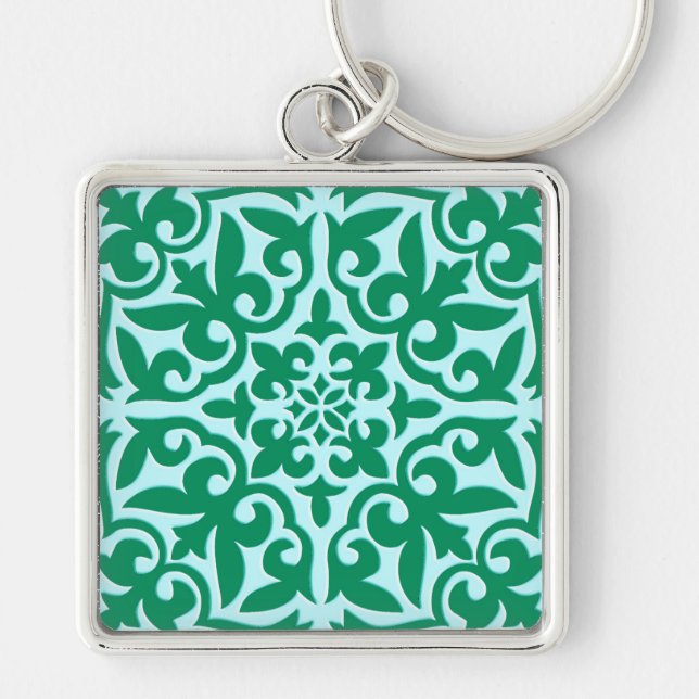 Porte-clés Tuile marocaine - turquoise et aqua (Devant)