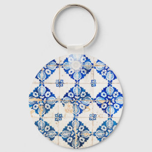 Porte-clés tuile PO du Portugal de décoration bleue de