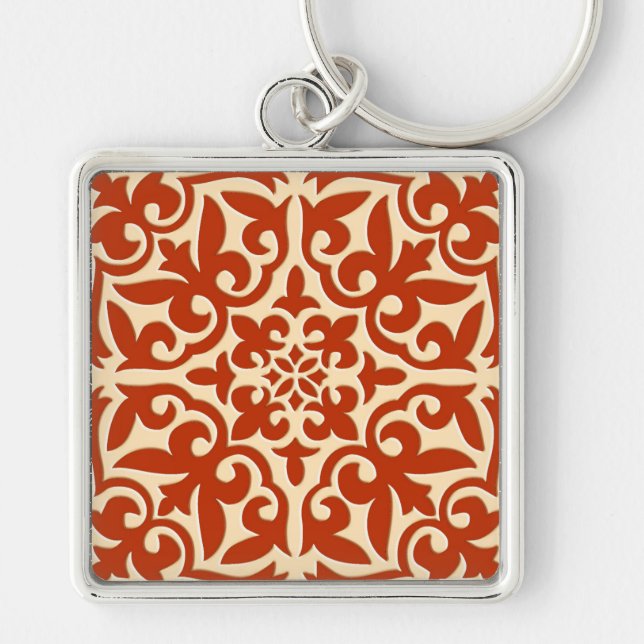 Porte-clés Tuiles marocaines - corail orange et pêche (Devant)