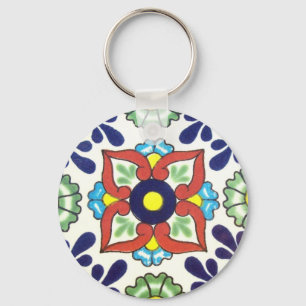 Porte-clés Tuiles Talavera mexicaines (rouge, vert, jaune, bl
