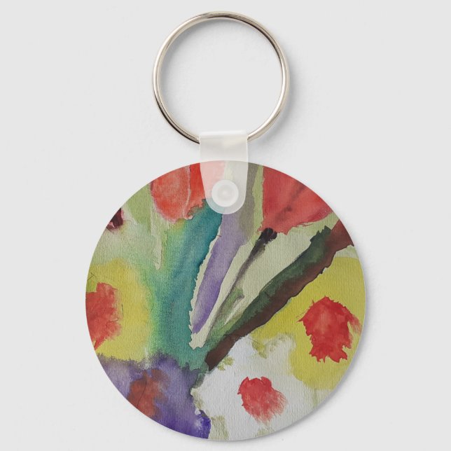 Porte-clés Tulipes Abstraites et fleurs de printemps (Recto)