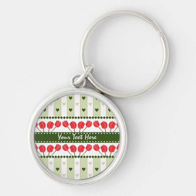Porte-clés Tulipes & Coeurs porte - clé, personnaliser (Devant)
