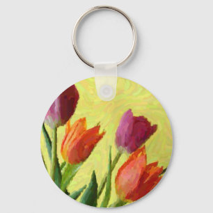 Porte-clés tulipes impressionnistes vintage