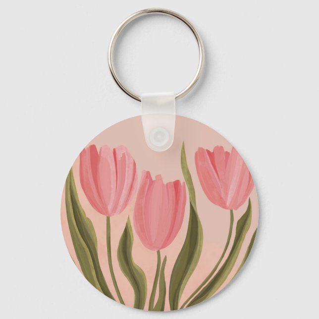 Porte-clés Tulipes Painteté Jolie Rose (Recto)