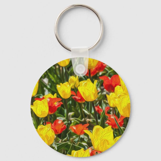 Porte-clés Tulipes rouges et jaunes (Recto)
