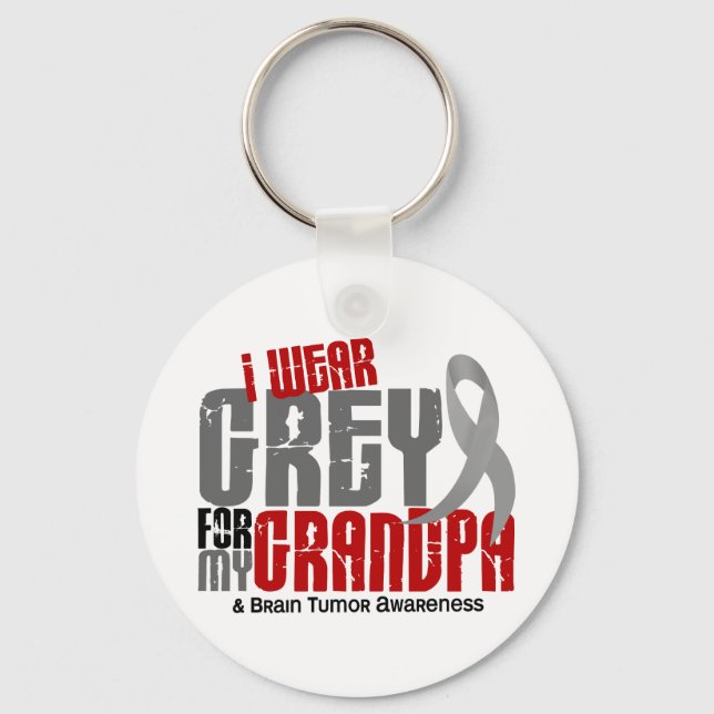 Porte-clés Tumeur Cerveau Je Porte Gris Pour Mon Grand-Père 6 (Recto)
