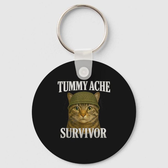 Porte-clés Tummy Ache Survivante Chat Mème Drôle Kitten Cadea (Recto)