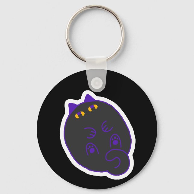 Porte-clés Tummy Chonky Black Cat Keychain (Recto)
