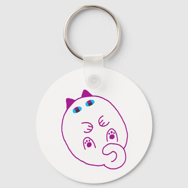 Porte-clés Tummy Chonky White Cat Keychain (Recto)