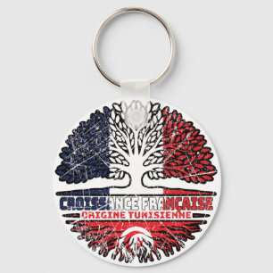 Porte-clés Tunisie FRANÇAIS Drapeau des racines d'arbre