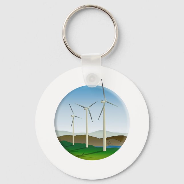 Porte-clés Turbine éolienne d'énergie verte (Recto)