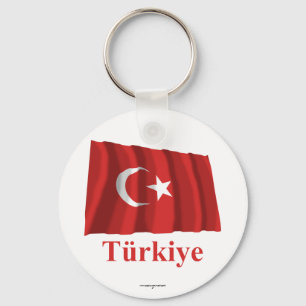 Porte-clés Turkey Waving Flag with Name in Turkish