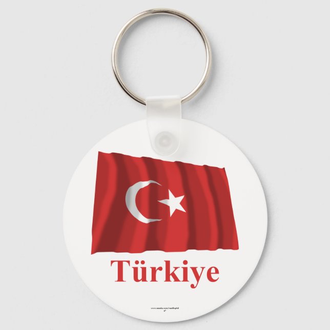 Porte-clés Turkey Waving Flag with Name in Turkish (Recto)