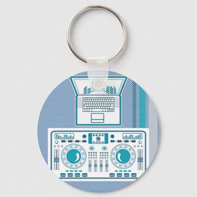 Porte-clés Turntable with Laptop DJ equipment Vector (Recto)