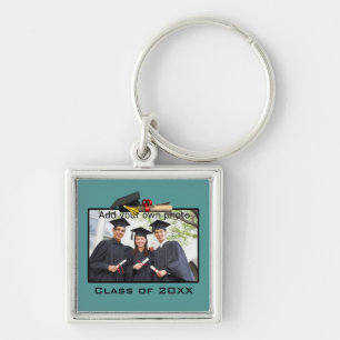 Porte-clés Turquoise Ajoutez votre photo / Année de graduatio