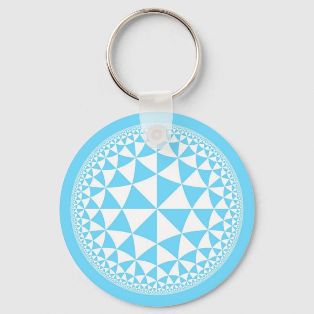 Porte-clés Turquoise Aqua & White Triangle Filled Mandala (Recto)