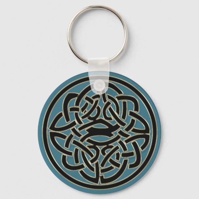 Porte-clés Turquoise Black Gold Metal Celtic Knot Keychain (Recto)
