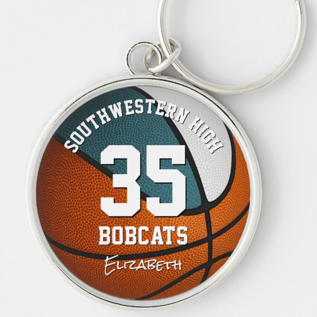 Porte-clés turquoise blanc basketball filles garçons équipe n (Devant)