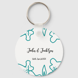 Porte-clés Turquoise bleu couple marié date flstylish