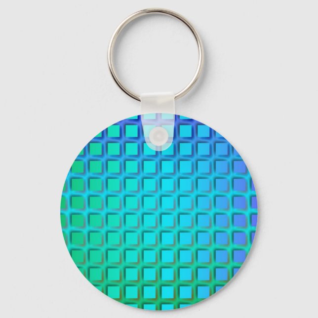 Porte-clés Turquoise bleu et Motif Carré vert (Recto)