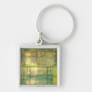 Porte-clés Turquoise dorée et peinture abstraite de vert