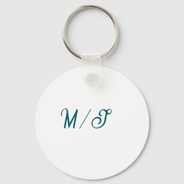 Porte-clés Turquoise monogramme nom de couple marié simple st (Recto)
