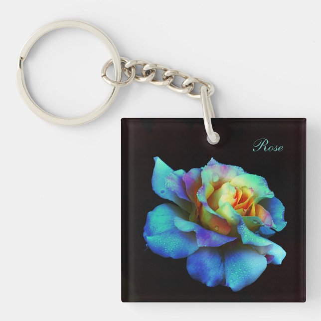 Porte-clés Turquoise Pastel Rainbow Rose Porte - clés (Devant)
