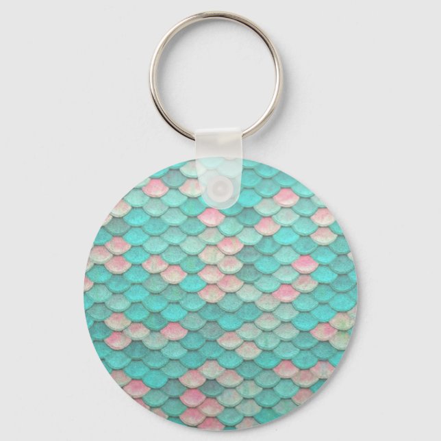 Porte-clés Turquoise Shiny Fish Scales Effect Pattern (Recto)