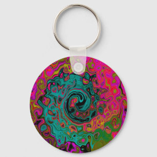 Porte-clés Turquoise Tripant Abstrait Rétro Tourbillon Liquid