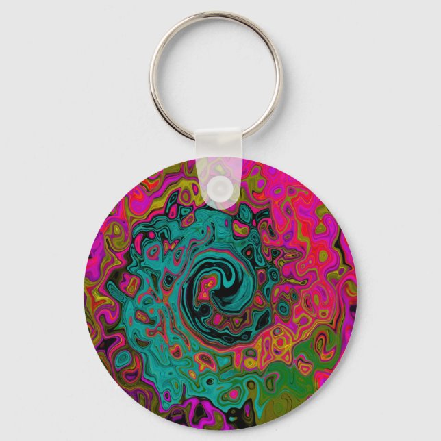 Porte-clés Turquoise Tripant Abstrait Rétro Tourbillon Liquid (Recto)