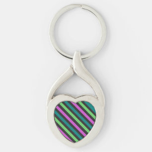 Porte-clés Turquoise, Vert citron, Parties scintillant rose c