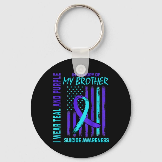 Porte-clés Turquoise Violet Ruban Indicateur de sensibilisati (Recto)