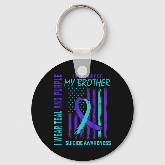 Porte-clés Turquoise Violet Ruban Suicide Sensibilisation Ind (Recto)