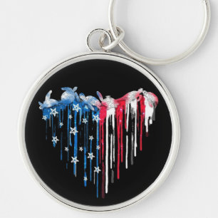 Porte-clés Turtle Heart Watercolor T-Shirt mignon Coeur anima