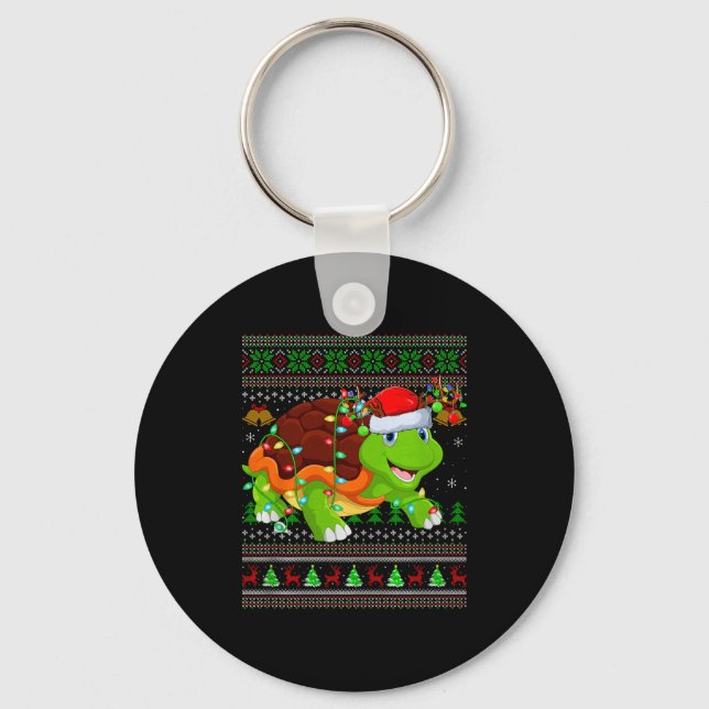 Porte-clés Turtle Ugly Christmas Sweaters Holiday Santa Cute  (Recto)