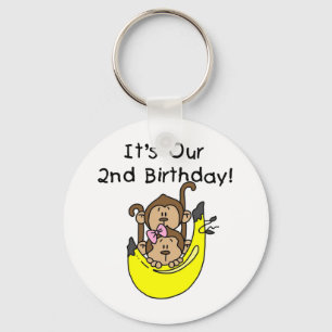 Porte-clés Twins Monkey Boy and Girl 2e anniversaire
