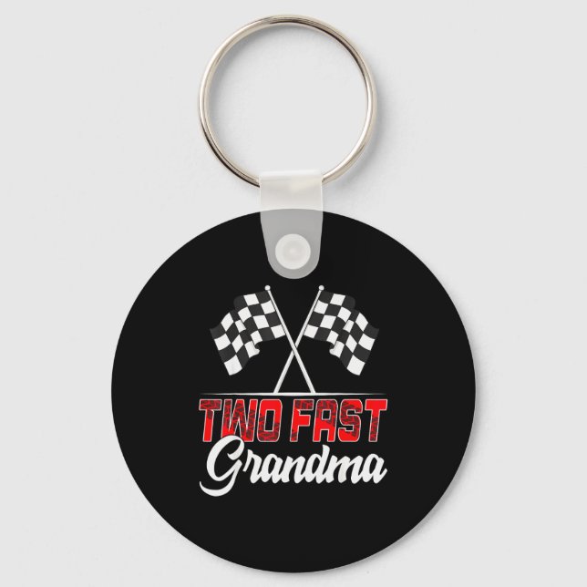 Porte-clés Two Fast Grandma Second Birthday Racing Car Family (Recto)